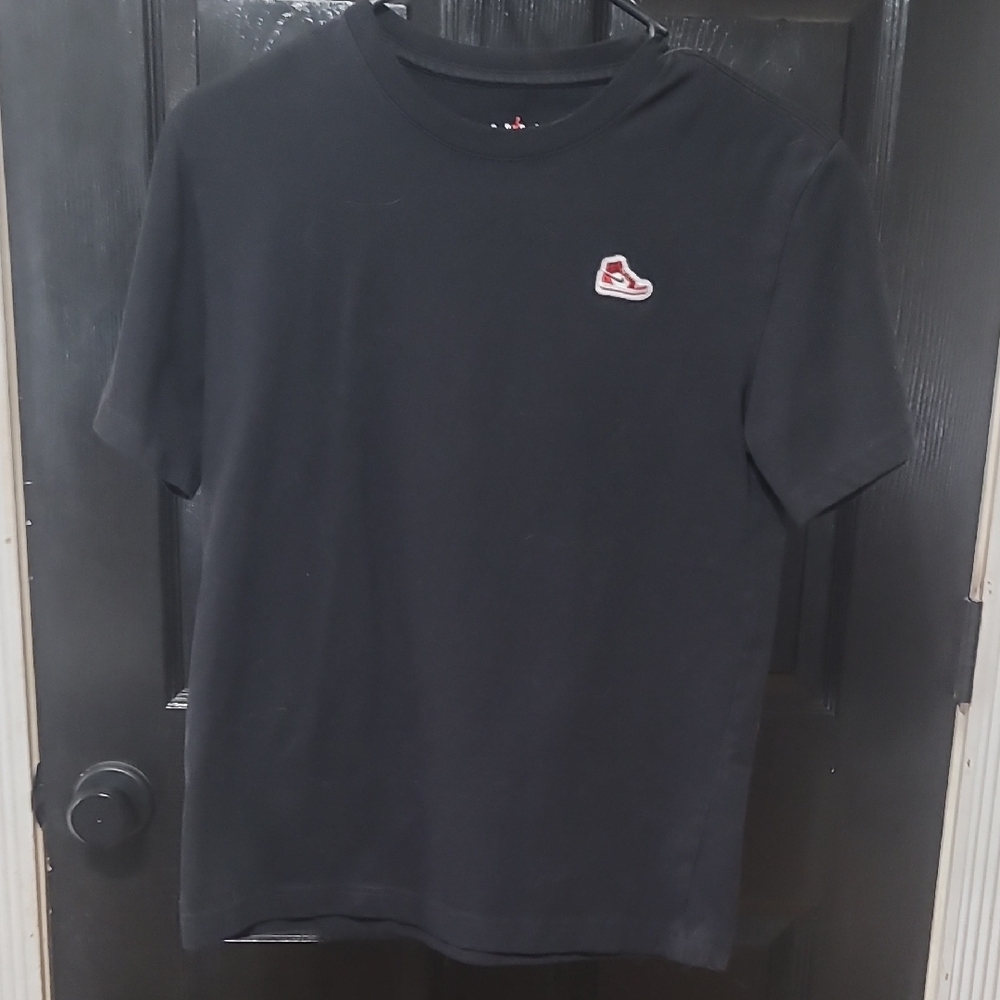 Jordan Black Short Sleeve Tee with Red Sneaker Patch